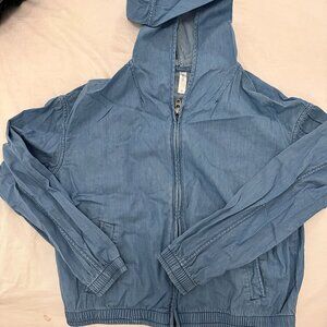 Gap Body Washed Light Demin Zip Up Hoodie - Bombed Style Sz XS